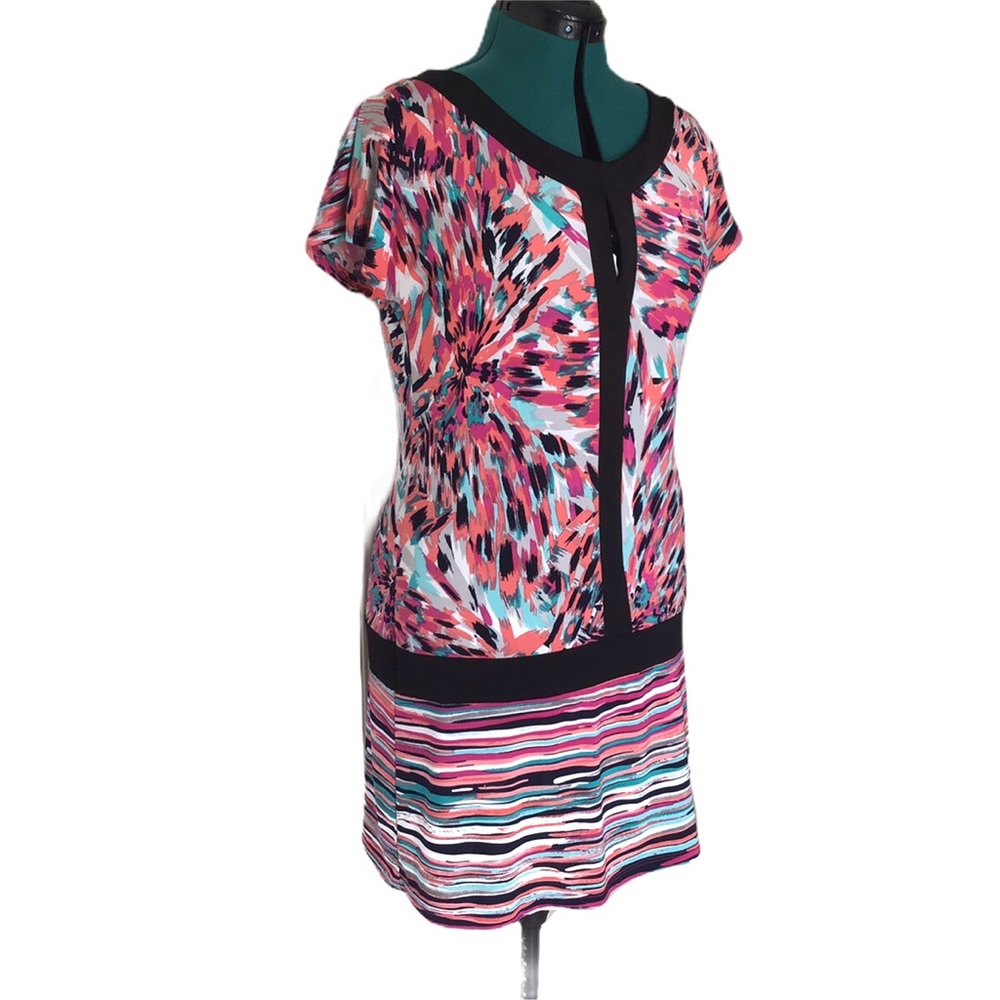 Donna, Medium, Short-Sleeve Drop-Waist Mini Dress